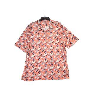 Bermuda Sands XL Mens Hawaiian Style Shirt Floral Coral Short Sleeve 100% Polyes